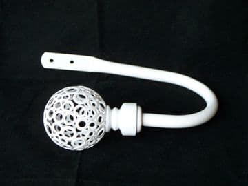 Large Gloss White Circle Ball Curtain Tiebacks / Holdbacks.