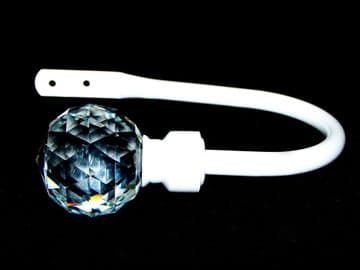 Large Gloss White Cut Glass Crystal Ball Curtain Tiebacks / Holdbacks.