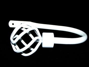 Large Gloss White Twisted Cage Curtain Tiebacks / Holdbacks.