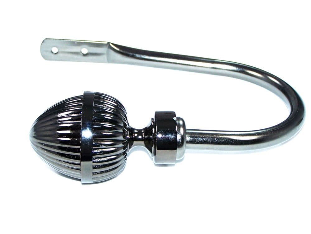 Large Graphite Black Nickel Acorn Curtain Tiebacks / Holdbacks