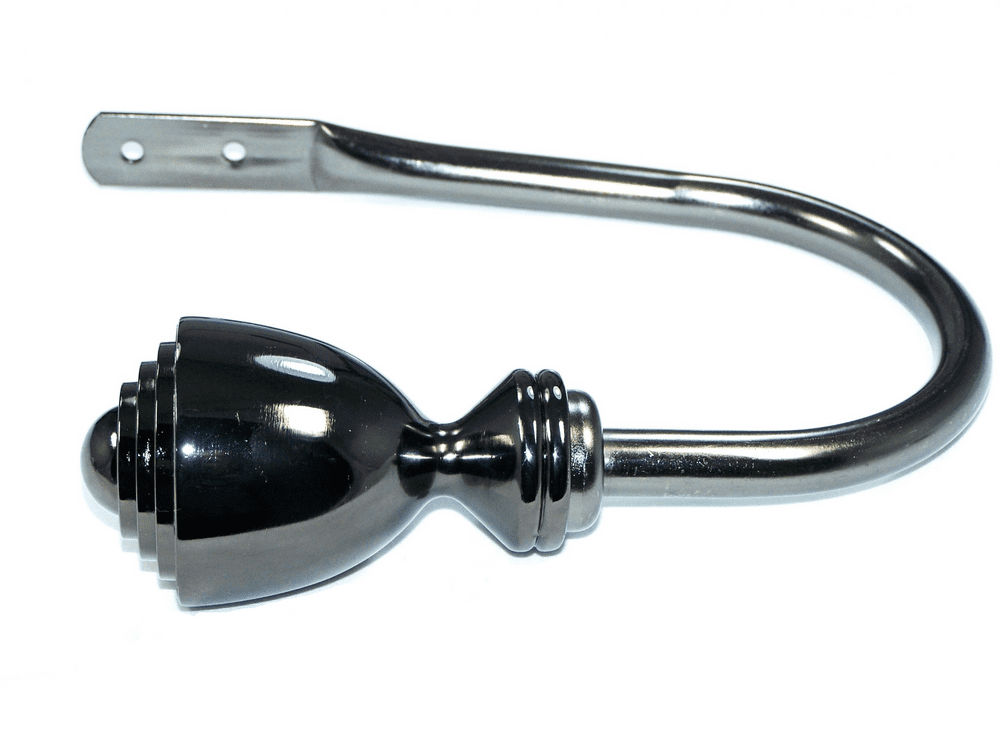 Large Graphite Black Nickel Trophy Curtain Tiebacks / Holdbacks