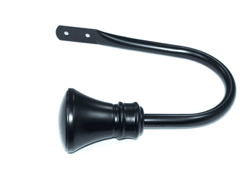 Large Matt Black Hammerhead Curtain Tiebacks / Holdbacks