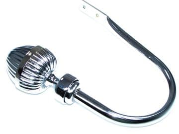 Large Polished Chrome Acorn Metal Curtain Tiebacks / Holdbacks.