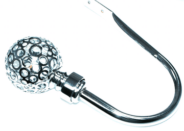 Large Polished Chrome Circle Ball Metal Tiebacks / Holdbacks