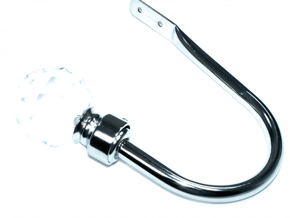 Large Polished Chrome Cut Glass Crystal Ball Metal Curtain Tiebacks / Holdbacks