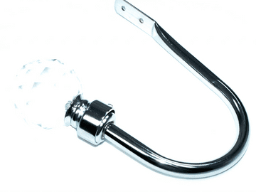 Large Polished Chrome Cut Glass Crystal Ball Metal Curtain Tiebacks / Holdbacks.