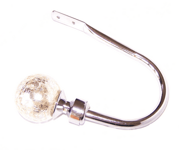 Large Polished Chrome Metal Empire Champagne Crackle Curtain Tiebacks / Holdbacks