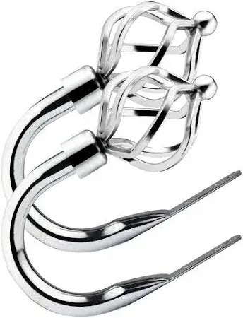 Large Polished Chrome Twisted Cage Metal Curtain Tiebacks / Holdbacks.