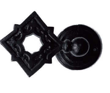 Large Satin Black Ankara Celtic Gothic Style Square Metal Curtain Tiebacks Hold backs 2