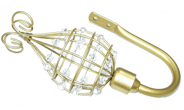 Large Satin Brass Matt Gold Fluted Beaded Cage Metal Curtain Tiebacks Hold backs