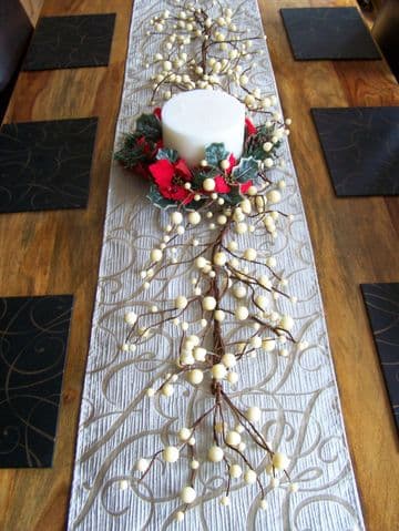 Luxury 5ft Large Cream White Berry Christmas Garland Table Decoration Lit Unlit