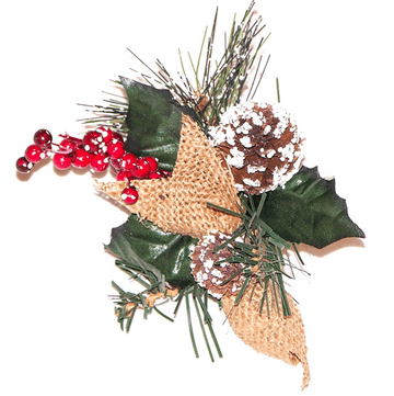 Luxury Large Christmas Sprigs with Hessian Bow, Berries, Acorn and Foliage