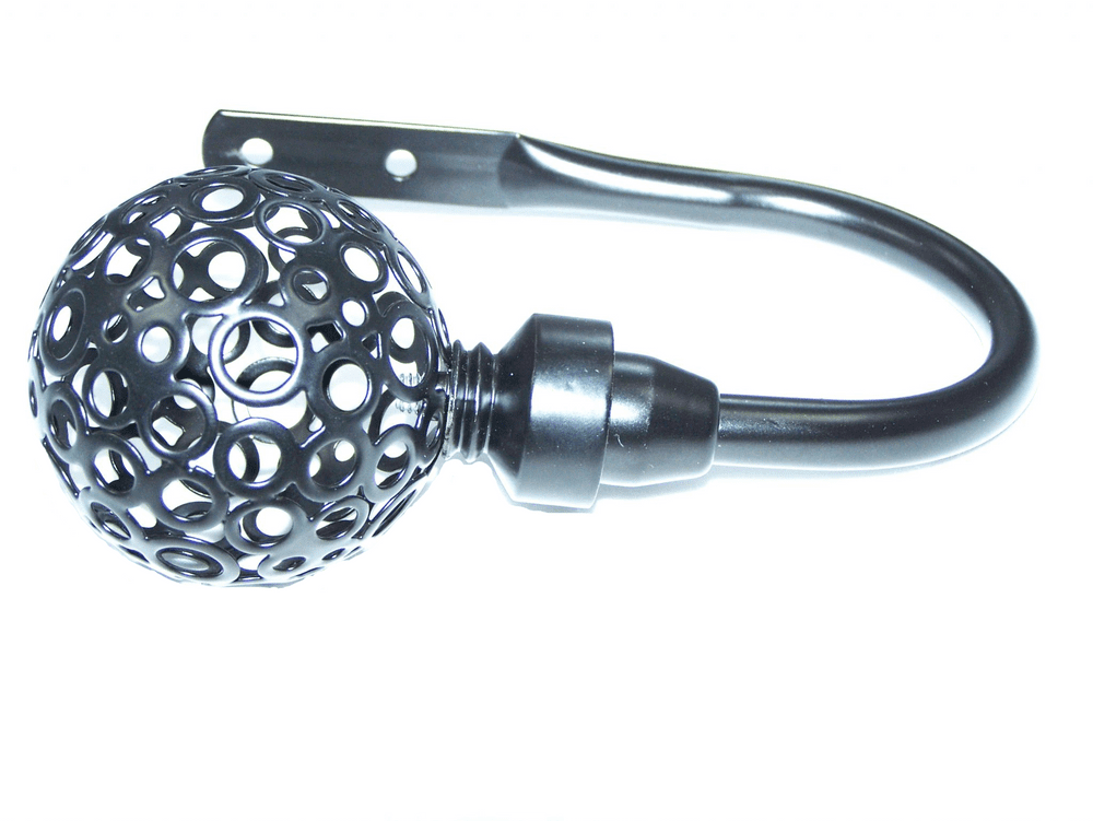 Matt Black Circle Ball Curtain Tiebacks / Holdbacks