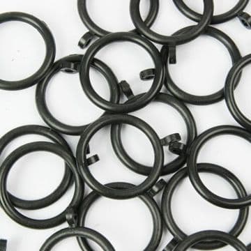 Matt Black Plastic Curtain Rings Suitable for 16mm - 23mm Curtain Poles