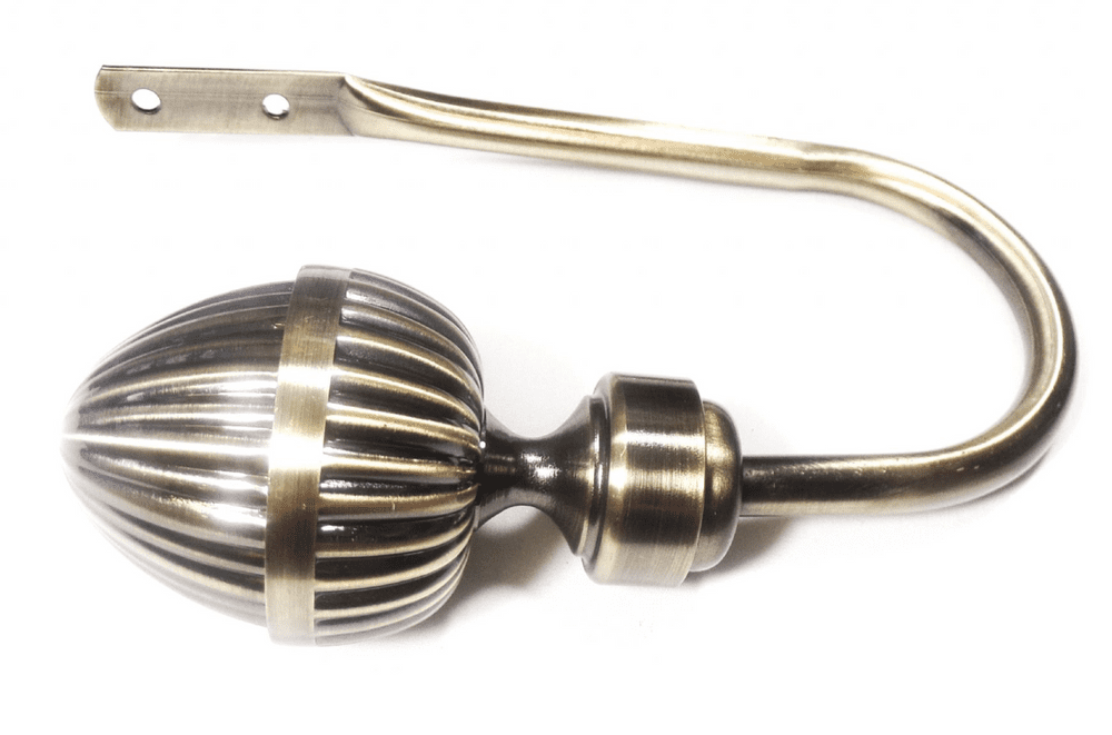 Medium Antique Brass Acorn Curtain Tiebacks / Holdbacks