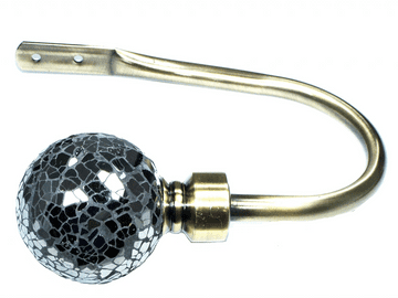 Medium Antique Brass Black Mosaic Ball Curtain Tiebacks / Holdbacks