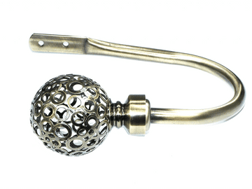 Medium Antique Brass Circle Ball Curtain Tiebacks / Holdbacks.