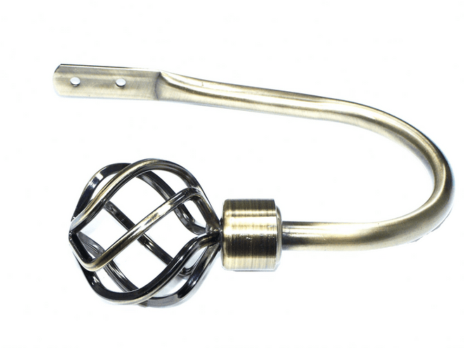 Medium Antique Brass Twisted Cage Curtain Tiebacks / Holdbacks.