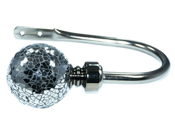 Medium Graphite Black Nickel Cut Glass Mosaic Ball Curtain Tiebacks / Holdbacks