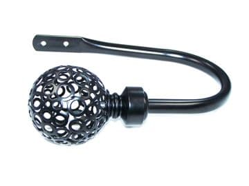 Medium Matt Black Circle Ball Curtain Tiebacks / Holdbacks