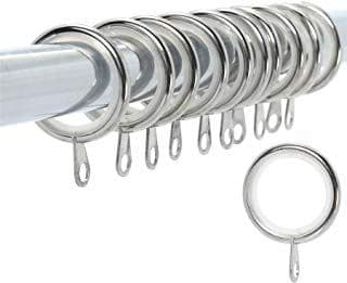 Polished Chrome 25mm - 28mm LINED Metal Curtain Pole Rings Quiet Glider Nylon Liner 40mm