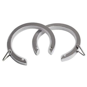 Polished Chrome 30mm - 35mm Flat Metal Bay Window Glider Passing Curtain Pole Rings C Type