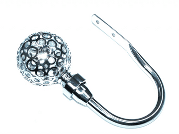 Polished Chrome Circle Ball Curtain Tiebacks / Holdbacks.