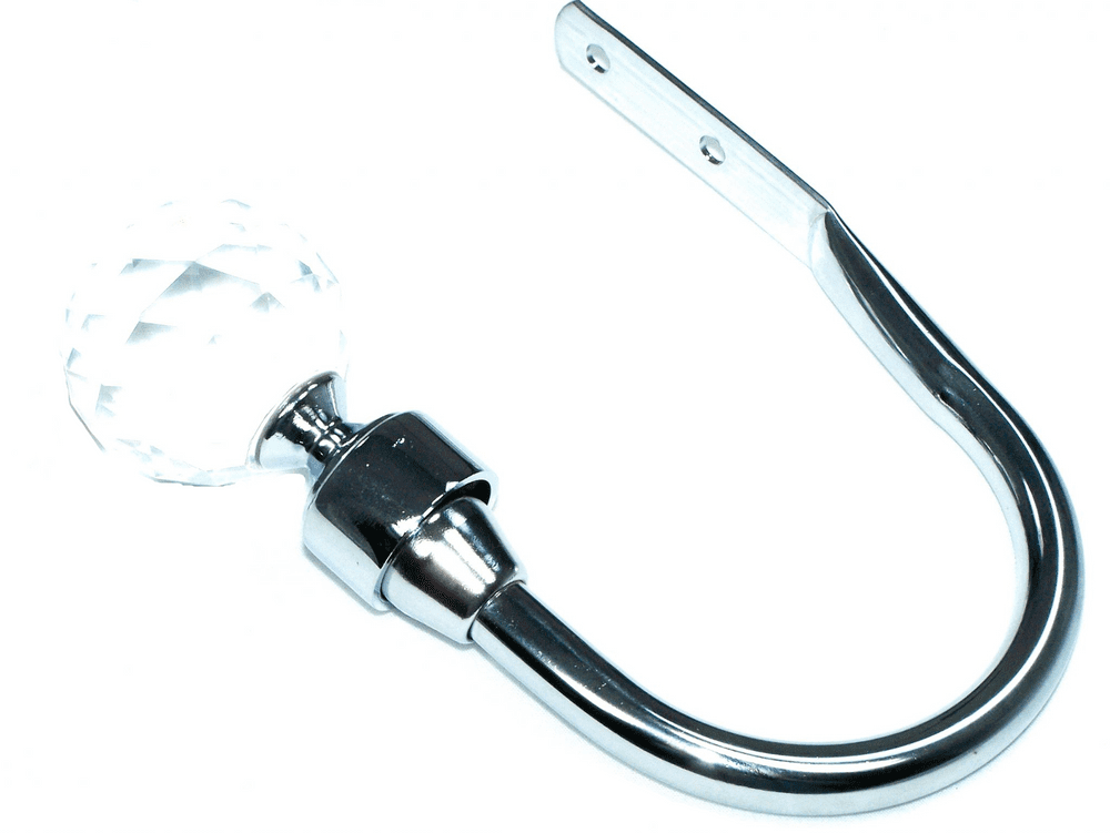 Polished Chrome Cut Glass Crystal Ball Curtain Tiebacks / Holdbacks