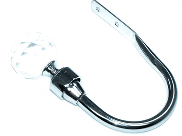 Polished Chrome Cut Glass Crystal Ball Curtain Tiebacks / Holdbacks.