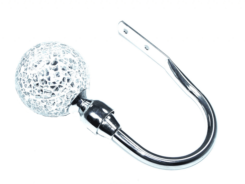 Polished Chrome Cut Glass Mosaic Curtain Tiebacks / Holdbacks