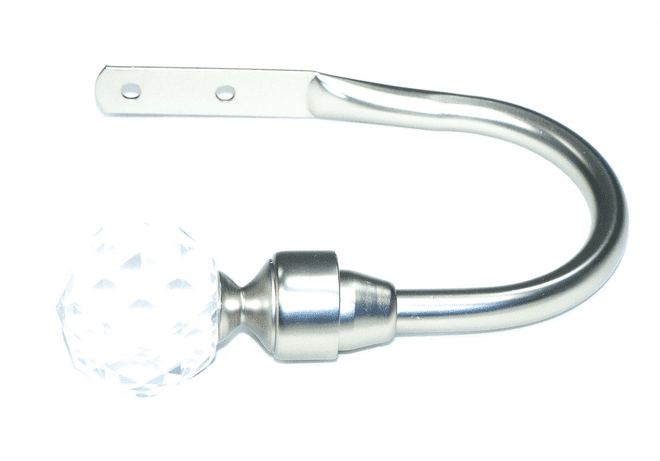 Satin Nickel Cut Glass Crystal Ball Curtain Tiebacks / Holdbacks.