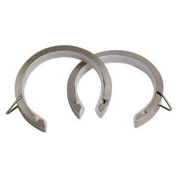Stainless Steel Silver 30mm - 35mm Flat Bay Window Glider Passing Curtain Pole Rings C Type