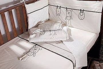 Teddy Bear Cot Bumper Cream & Mocha Brown 35 x 155cm