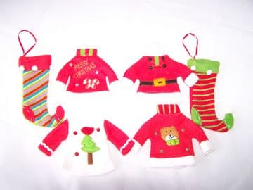 Traditional Christmas Tree Decorations Jumper Jacket Stocking Red Green White