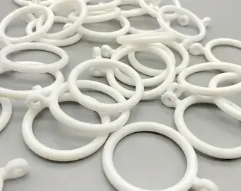 White Plastic Curtain Rings Suitable for 16mm - 23mm Curtain Pole