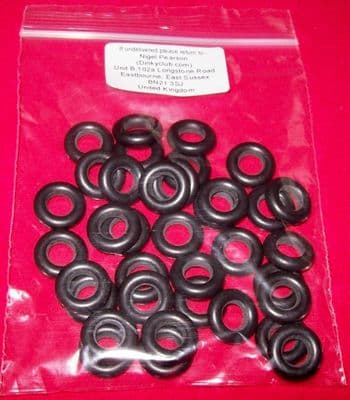 Bag of 36 * 15mm Outside diameter x 4mm Black Smooth Tyres for Dinky Toys Tires (Per Bag)