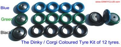 BLACK, GREEN, BLUE SMOOTH TYRE Set of 12 (Price per set of 12)