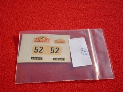 Corgi Toys 321 Mini Cooper S Monte Carlo rally signs (Number 52 and plates) TRANSFERS / DECALS