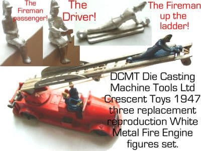 Crescent Toys 1947 Fire Engine Figures ( Set of Three : Driver, Passenger, Fireman for ladder )