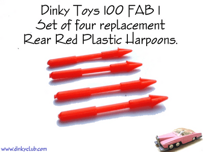 Dinky Toys 100 FAB1 Red plastic Rear Harpoons (Set of 4)
