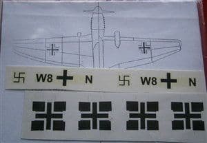 Dinky Toys 721 Stuka Crosses & Squadron Markings W8 & LN complete set with placement instructions