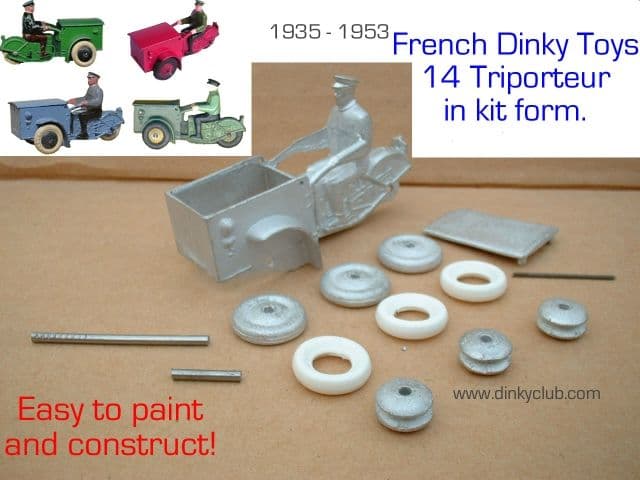 Dinky Toys F 14A Triporteur Vert - échelle 1:43 - Zamac - France - Capot Manquant