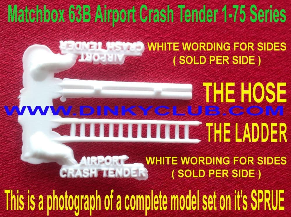 MATCHBOX 1-75 SERIES TOY PARTS 63B Airport Crash Tender White Plastic ...