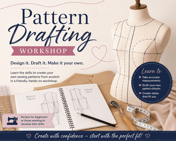 Pattern Drafting Course – Bodice, Sleeves & Skirt SAT 4TH TO SUN 5TH JULY 10am to 4pm