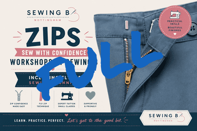SEWING ZIP TECHNICAL WORKSHOP  FLY ZIP,  INVISIBLE &  STANDARD ZIP  Fri 22nd January 10am to 3pm
