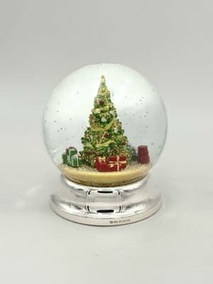Christmas Tree Snow Globe with sterling silver foot