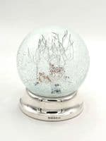 Deer in the woods Snow Globe with Sterling Silver foot