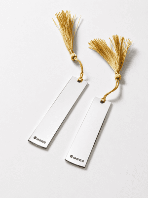 Handcrafted Sterling Silver Bookmark with Gold Tassel