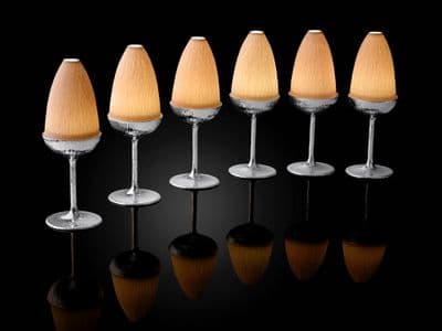 Set of Sterling Silver Tea Light Holders with Porcelain Shades