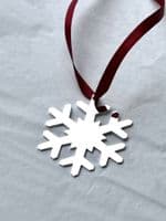 Personalised Silver-Plated Snowflake Decoration | Straight-Edge Design | Made in Birmingham Jewellery Quarter